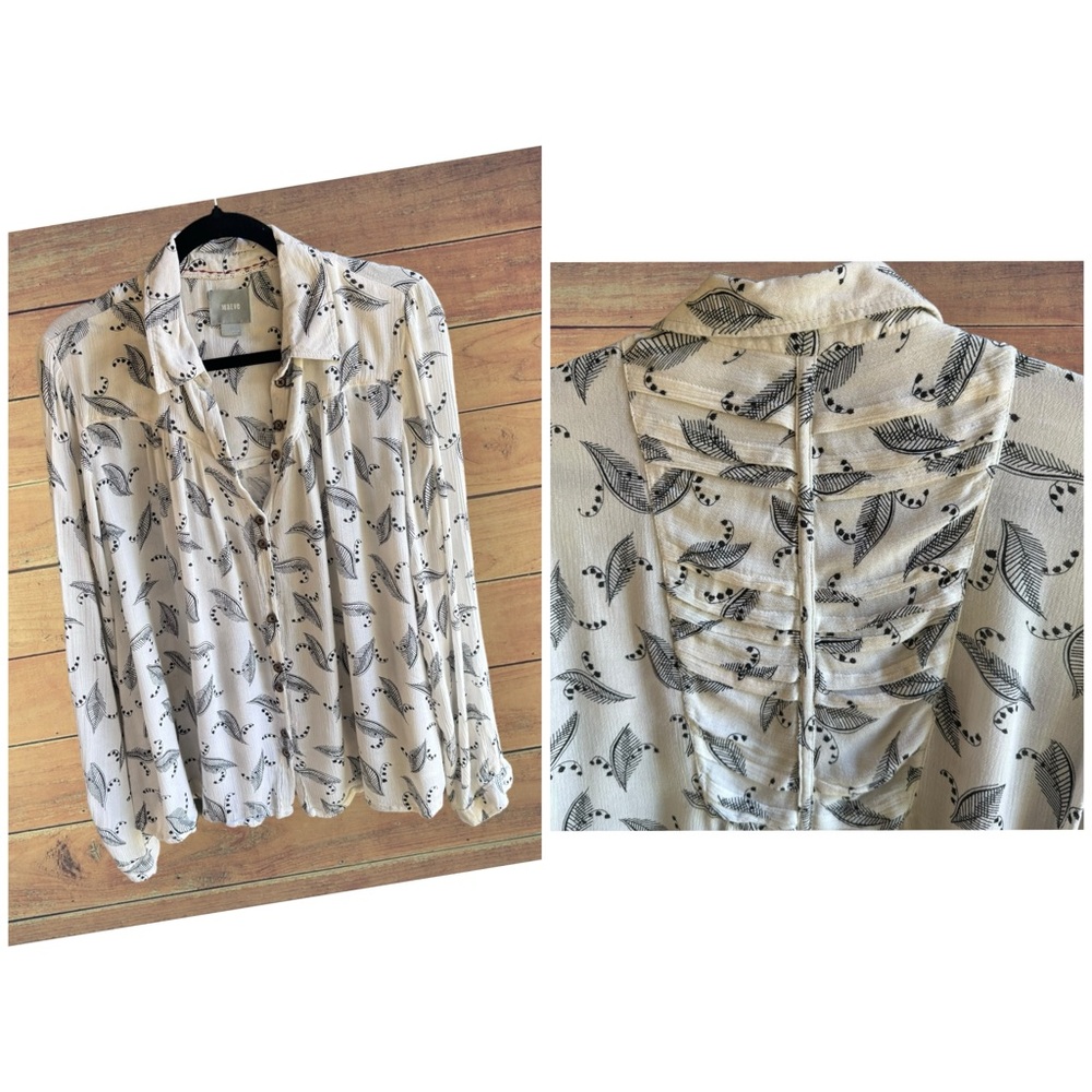 Maeve Black and White Button Down Shirt